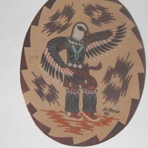 VINTAGE 1982 Navajo Sandpainting by Nora Henio (DANCING EAGLE) SIGNED
